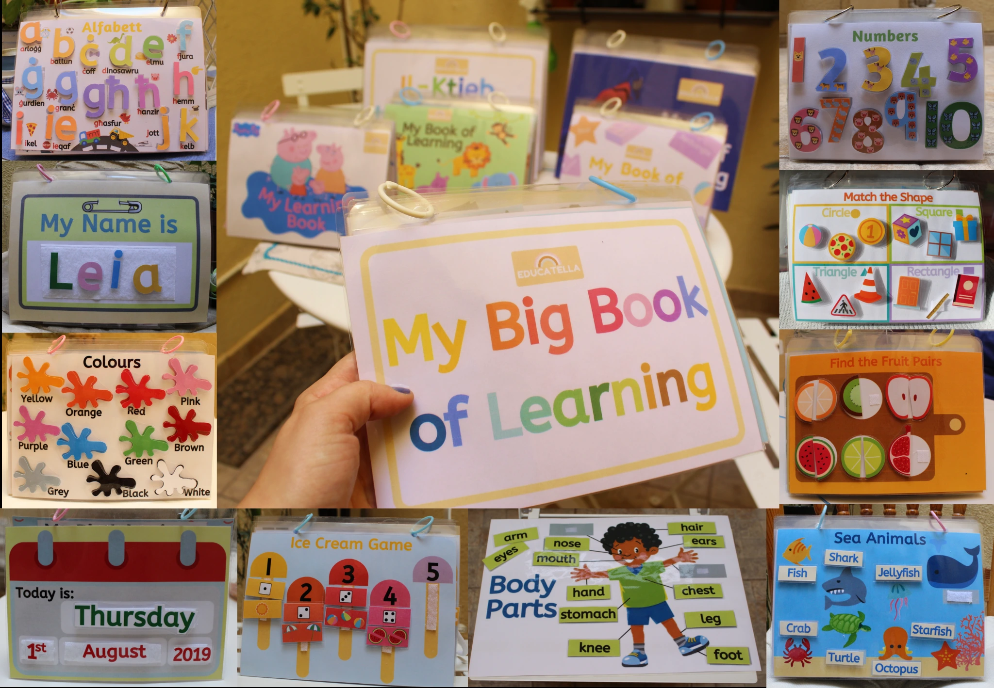 Examples of My Book of Learning activity pages